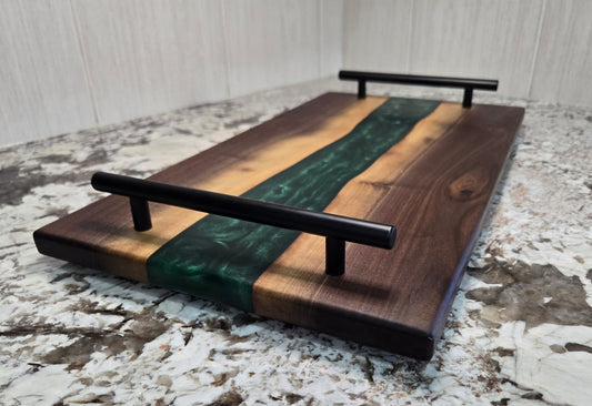 Lie Edge Walnut with Avocado Green Epoxy Resin Serving Board