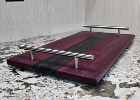 Purple Heart with Metallic Black Epoxy Resin Serving Board