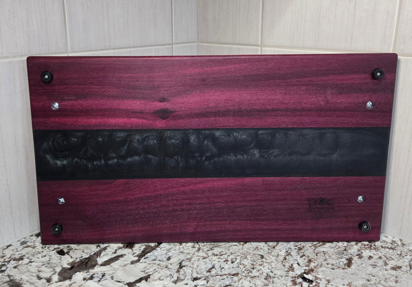 Purple Heart with Metallic Black Epoxy Resin Serving Board