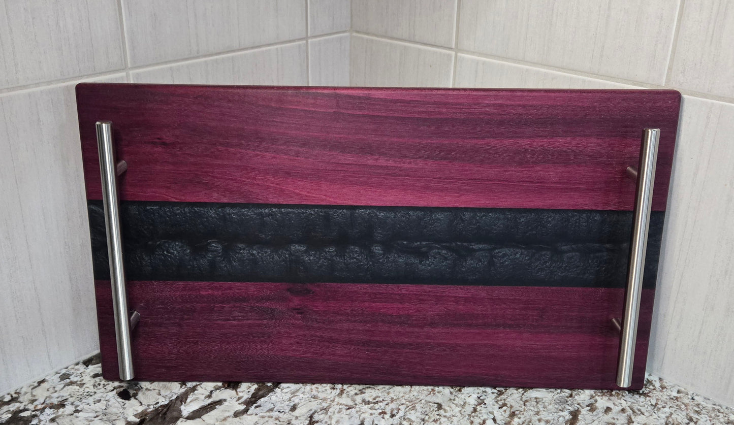Purple Heart with Metallic Black Epoxy Resin Serving Board