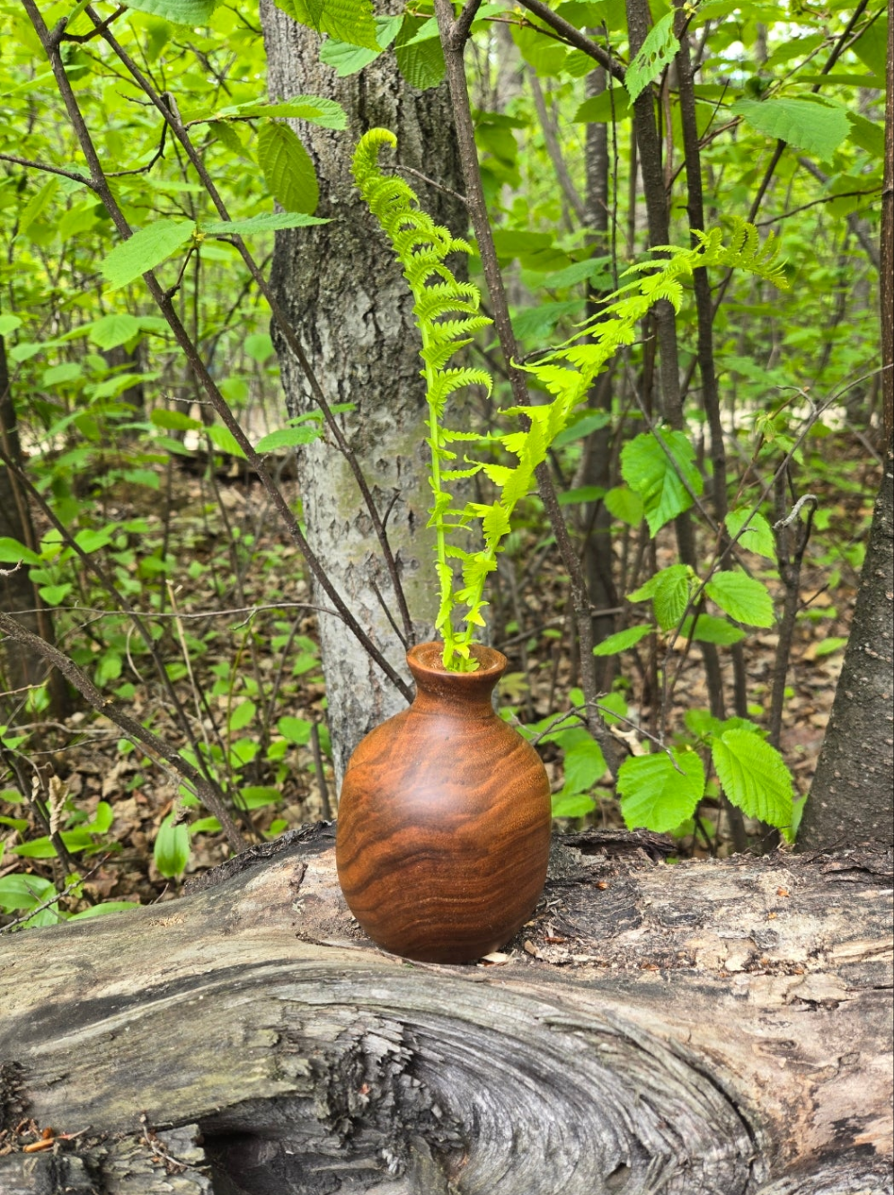 Hand Turned Walnut Bud Vase | For Dry or Fake Flowers
