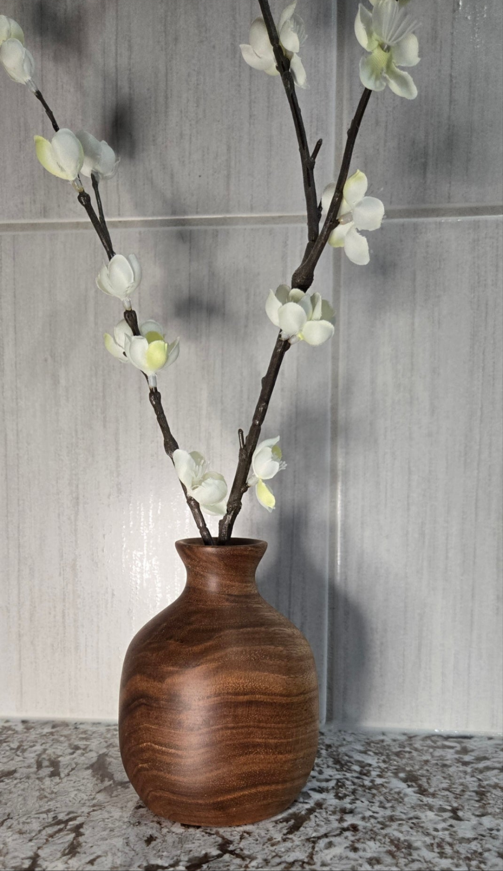 Hand Turned Walnut Bud Vase | For Dry or Fake Flowers