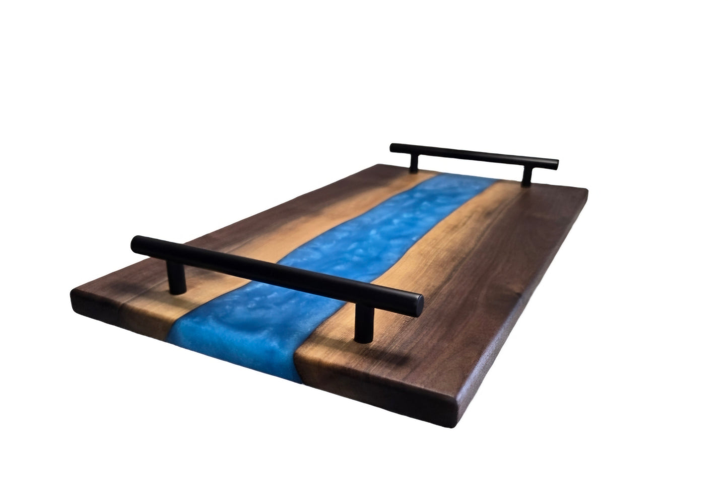 Walnut with Caribbean Blue Epoxy Resin Serving Board