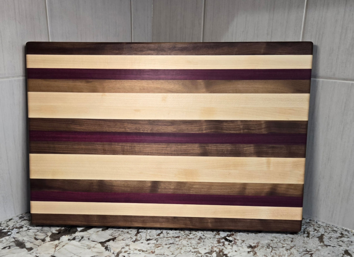 Purple Heart, Maple, Walnut EdgeGrain Cutting Board