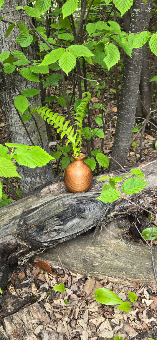 Hand Turned Walnut Bud Vase | For Dry or Fake Flowers