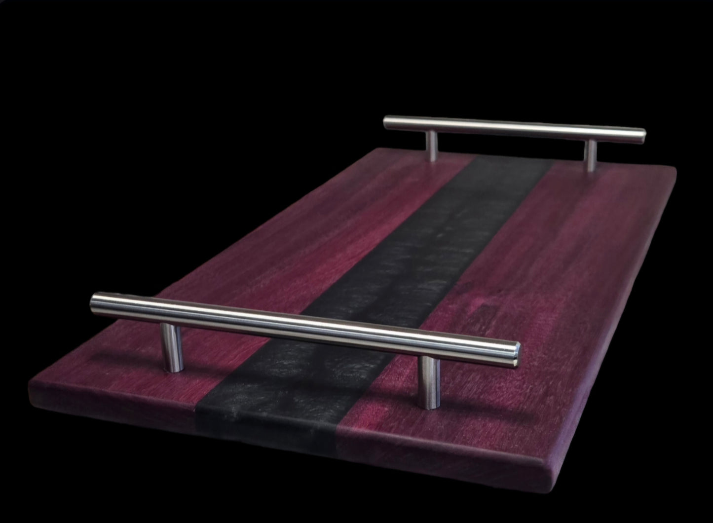 Purple Heart with Metallic Black Epoxy Resin Serving Board